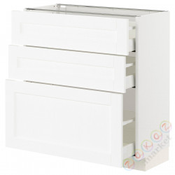 ⭐METOD / MAXIMERA⭐Напольный шкаф с 3 ящики, белый Enköping/белый имитация дерева, 80x37 cm⭐ИКЕА-69473445