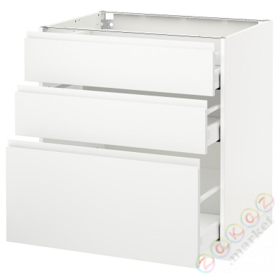 ⭐METOD / MAXIMERA⭐Напольный шкаф с 3 ящики, белый/Voxtorpматовый белый, 80x60 cm⭐ИКЕА-89112805