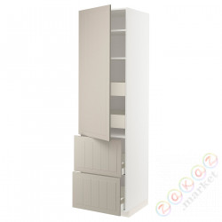 ⭐METOD / MAXIMERA⭐H пополам/4 шу/Drz/2 fr, белый/Stensund бежевый, 60x60x220 cm⭐ИКЕА-99407864