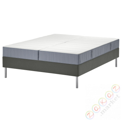 ⭐LYNGOR⭐Континентальная кровать, Vesteröy жесткий/средняя твердость/светло-синий темно-серый, 180x200 cm⭐ИКЕА-09553082