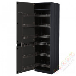 ⭐METOD⭐Высокий шкаф с wysuwaną spiżarką, черный/Upplöv матантрацит, 60x60x200 cm⭐ИКЕА-89495314