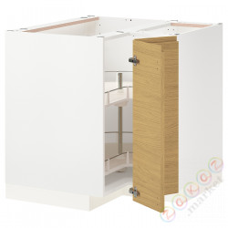 ⭐METOD⭐Тумба угловая с каруселью, белый/Voxtorpподражание. дуб, 88x88 cm⭐ИКЕА-99538488