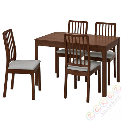 ⭐EKEDALEN / EKEDALEN⭐Таблица и 4 стулья, коричневый/Orrsta светло-серый, 120/180 cm⭐ИКЕА-29221435
