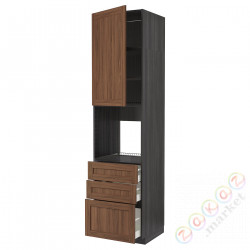 ⭐METOD / MAXIMERA⭐Кабинет высокой температуры/Drz/3 шу, черныйEnköping/коричневый орех, 60x60x240 cm⭐ИКЕА-49476459