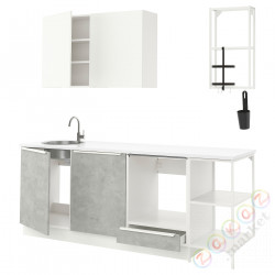 ⭐ENHET⭐Кухня, белый/имитация белого бетона, 223x63.5x222 cm⭐ИКЕА-39337746