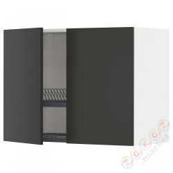 ⭐METOD⭐Навесной шкаф с крылом для сушки/2 дверь, белый/Nickebo матантрацит, 80x60 cm⭐ИКЕА-79497988