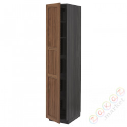 ⭐METOD⭐Высокий шкаф/полки, черныйEnköping/коричневый орех, 40x60x200 cm⭐ИКЕА-69476383