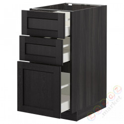 ⭐METOD / MAXIMERA⭐Напольный шкаф с 3 ящики, черный/Lerhyttan черный морилка, 40x60 cm⭐ИКЕА-99260027