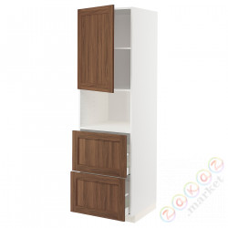 ⭐METOD / MAXIMERA⭐В шкафу для микрофона дверь/2 ящики, белый Enköping/коричневый орех, 60x60x200 cm⭐ИКЕА-09475230