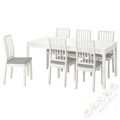 ⭐EKEDALEN / EKEDALEN⭐Таблица и 6 стулья, белый/Orrsta светло-серый, 180/240 cm⭐ИКЕА-19221351