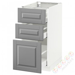 ⭐METOD / MAXIMERA⭐Напольный шкаф с 3 ящики, белый/Bodbyn Серый, 40x60 cm⭐ИКЕА-29049614