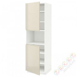 ⭐METOD⭐Ш x В ст микрофон 2Drz/половина, белый/Voxtorpглянцевый светло-бежевый, 60x60x200 cm⭐ИКЕА-69456436