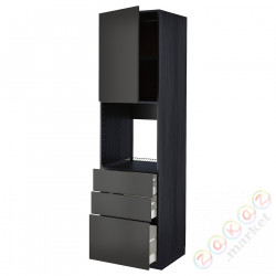 ⭐METOD / MAXIMERA⭐Кабинет высокой температуры/Drz/3 шу, черный/Nickebo матантрацит, 60x60x220 cm⭐ИКЕА-99498010