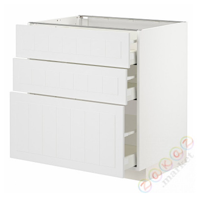 ⭐METOD / MAXIMERA⭐Напольный шкаф с 3 ящики, белый/Stensund белый, 80x60 cm⭐ИКЕА-59409501