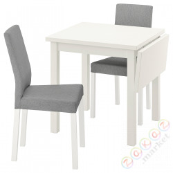 ⭐NORDVIKEN / KATTIL⭐Таблица и 2 стулья, белый/Knisa светло-серый, 74/104 cm⭐ИКЕА-09428804