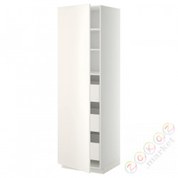 ⭐METOD / MAXIMERA⭐Высокий шкаф с ящики, белый/Веддинге белый, 60x60x200 cm⭐ИКЕА-39378765