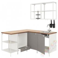 ⭐ENHET⭐Угловая кухня, белый/серая рамка⭐ИКЕА-89485560