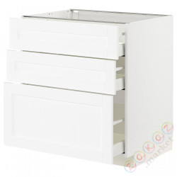 ⭐METOD / MAXIMERA⭐Напольный шкаф с 3 ящики, белый Enköping/белый имитация дерева, 80x60 cm⭐ИКЕА-29473428