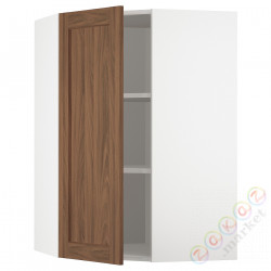 ⭐METOD⭐Навесной угловой шкаф с полками, белый Enköping/коричневый орех, 68x100 cm⭐ИКЕА-89475245