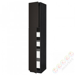 ⭐METOD / MAXIMERA⭐Шкаф, высота 2дверь/4лопата, черный/Кунгсбака антрацит, 40x60x220 cm⭐ИКЕА-49466592