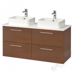 ⭐GODMORGON/TOLKEN / HORVIK⭐Шкаф со столешницей и мойкой 45х32 cm, имитация коричневой морилки/имитация мрамора Battery Brлюдоедund, 122x49x72 cm⭐ИКЕА-09322567