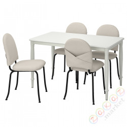 ⭐DANDERYD / EBBALYCKE⭐Таблица и 4 стулья, белый/Идекулла бежевая, 130 cm⭐ИКЕА-69560126