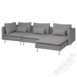 ⭐SODERHAMN⭐Диван 4-пассажир с шезлонгом, Tonerud Серый⭐ИКЕА-79452112