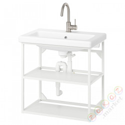 ⭐ENHET / TVALLEN⭐Открытый шкаф под раковину/2 полки, белый, 64x43x65 cm⭐ИКЕА-79554667