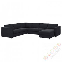 ⭐VIMLE⭐Угловой диван 5o с шезлонгом, Saxemara черно-синий⭐ИКЕА-29399693