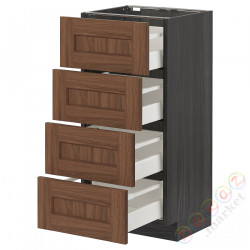 ⭐METOD / MAXIMERA⭐Sза st 4fr/4шу, черныйEnköping/коричневый орех, 40x37 cm⭐ИКЕА-59476345