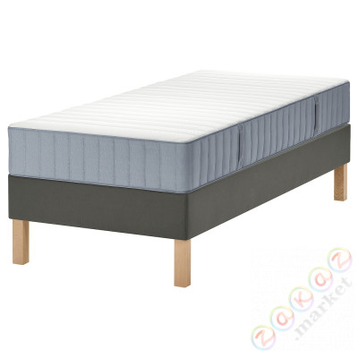 ⭐LYNGOR⭐Континентальная кровать, Valevåg жесткий/светло-синий темно-серый, 90x200 cm⭐ИКЕА-89551828