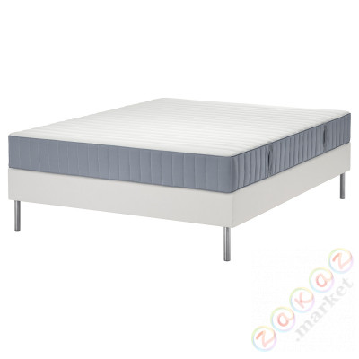 ⭐LYNGOR⭐Континентальная кровать, Valevåg жесткий/jasnoсиний белый, 180x200 cm⭐ИКЕА-99552356