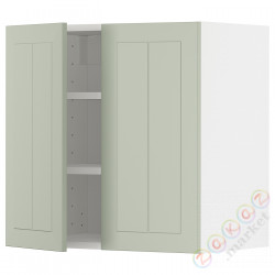 ⭐METOD⭐Навесной шкаф с полками/2 дверь, белый/Stensund светло-зеленый, 60x60 cm⭐ИКЕА-29486464