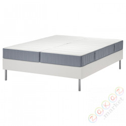 ⭐LYNGOR⭐Континентальная кровать, Vesteröy жесткий/средняя твердость/jasnoсиний белый, 160x200 cm⭐ИКЕА-79553352