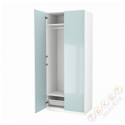 ⭐PAX / FARDAL⭐Гардероб, белый/высокий блеск/светло-серый-синий, 100x60x236 cm⭐ИКЕА-89480299