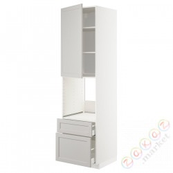 ⭐METOD / MAXIMERA⭐Утром доктора/2fr/Мы бы/в шу, белый/Lerhyttan светло-серый, 60x60x220 cm⭐ИКЕА-79464308