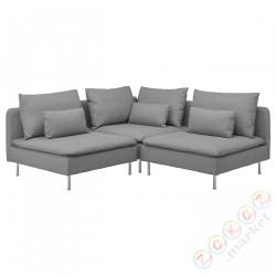 ⭐SODERHAMN⭐Угловой диван3-человекowa, Tonerud Серый⭐ИКЕА-19452068