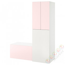 ⭐SMASTAD⭐Гардероб с выдвижным элементом, белый бледно-розовый/сławą ze schowkiem, 150x57x196 cm⭐ИКЕА-19483809