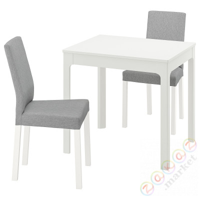 ⭐EKEDALEN / KATTIL⭐Таблица и 2 стулья, белый/Knisa светло-серый, 80/120 cm⭐ИКЕА-59428811