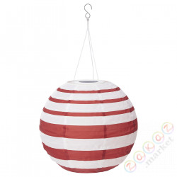 ⭐SOLVINDEN⭐Подвесной светильник na energię słon. LED, за пределами мяч/красный полосы, 30 cm⭐ИКЕА-10513957