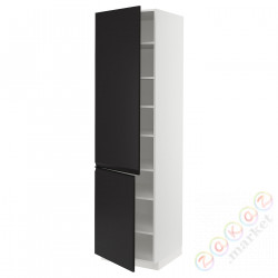 ⭐METOD⭐Высокий шкаф с полками/2Drz, белый/Upplöv матантрацит, 60x60x220 cm⭐ИКЕА-39493685