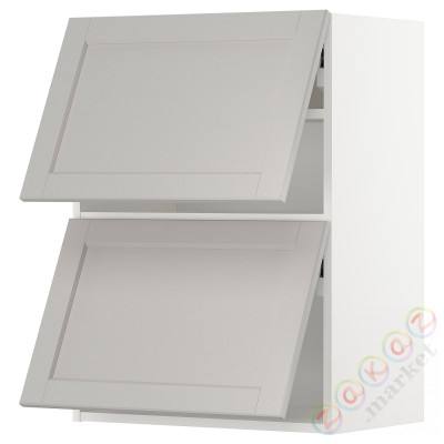 ⭐METOD⭐Горизонтальный шкаф 2 Drzв и открытое касание, белый/Lerhyttan светло-серый, 60x80 cm⭐ИКЕА-29394501