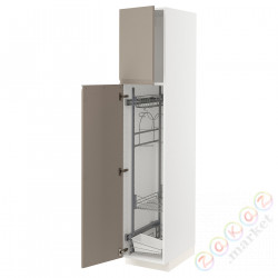 ⭐METOD⭐Высокий шкаф/домашний интерьер, белый/Upplöv матciemnoбежевый, 40x60x200 cm⭐ИКЕА-29492667