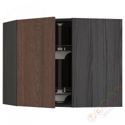 ⭐METOD⭐Шкаф навесной угловой с каруселью, черный/Sinarp коричневый, 68x60 cm⭐ИКЕА-09405826