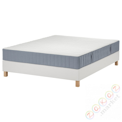 ⭐LYNGOR⭐Континентальная кровать, Valevåg жесткий/jasnoсиний белый, 160x200 cm⭐ИКЕА-69552367
