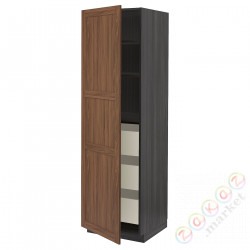 ⭐METOD / MAXIMERA⭐Высокий шкаф с ящики, черныйEnköping/коричневый орех, 60x60x200 cm⭐ИКЕА-99476428