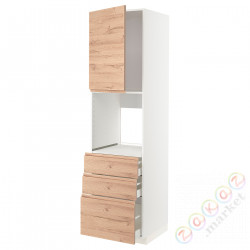 ⭐METOD / MAXIMERA⭐Кабинет высокой температуры/Drz/3 шу, белый/Voxtorpподражание. дуб, 60x60x220 cm⭐ИКЕА-59461495