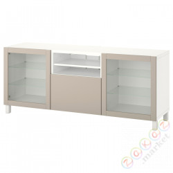 ⭐BESTA⭐Тумба под ТВ с ящики, белый Sindvik/Лаппвикен/Stubbarp светло-серый/бежевый, 180x42x74 cm⭐ИКЕА-79435924