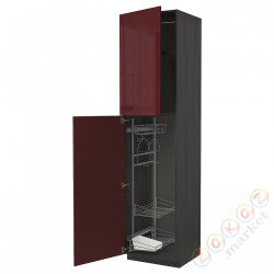 ⭐METOD⭐Высокий шкаф/домашний интерьер, черный калларп/темно-красно-коричневый блеск, 60x60x240 cm⭐ИКЕА-59464366