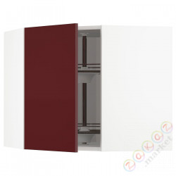 ⭐METOD⭐Шкаф навесной угловой с каруселью, белый Kallarp/темно-красно-коричневый блеск, 68x60 cm⭐ИКЕА-59326940